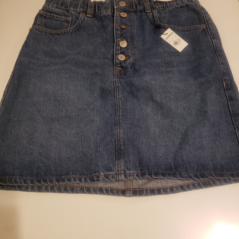 Express high waisted jean skirt size 8